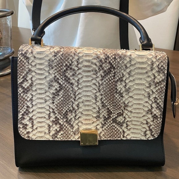CELINE Trapeze Python handbag NWOT - Picture 3 of 13